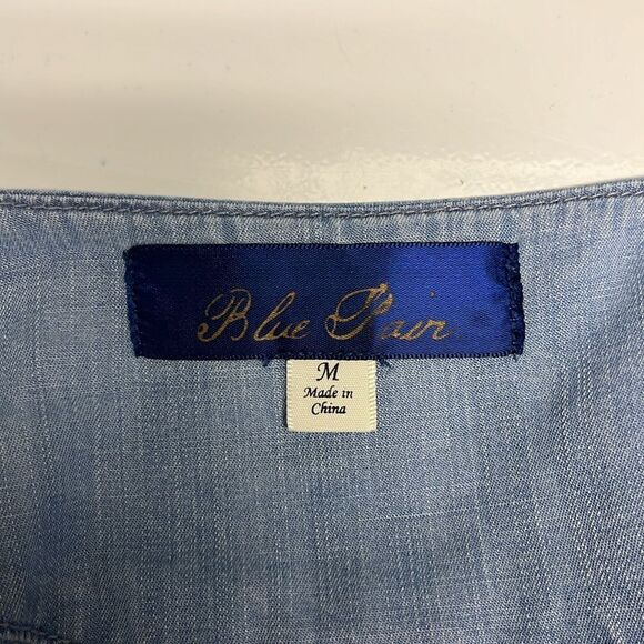 Blue Pair by Francesca’s Lyocell Short Sleeve Button Down Mini Dress- Medium - Picture 14 of 16